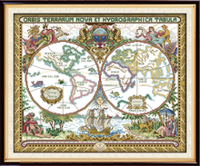 Kit de punto de cruz de Mapa del Viejo Mundo, bordado de punto de cruz, bordado artesanal, costura hecha a mano, 14ct, 11CT 2024 - compra barato