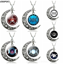 Triple Moon Goddess Crescent Moon Necklace Women Fashion  Clavicle Chain Necklace Wiccan Moon Jewelry Valentines Day Gifts 2024 - buy cheap