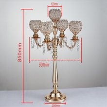 85 cm height 5-arms metal Gold/ Silver candelabras with crystal pendants wedding candle holder Event centerpiece 2024 - buy cheap