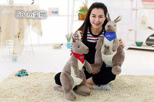 Peça única, tamanho médio, lenço vermelho ou azul, brinquedo canguru de pelúcia, presente para boneca canguru de cerca de 50cm 2024 - compre barato