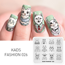 KADS-plantilla para decoración de uñas 026, diseño de ratón, cerdo, conejo, diseño de zorro, plantillas de estampación, placa, diseño de uñas 2024 - compra barato