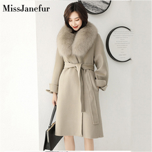 Women Wool Blends Coats Ladies Korea Style Winter Warm Real Fur Collar Long Coat Parka Plus Size Outwear Fleece Overcoat 2024 - buy cheap
