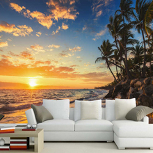 Papel tapiz 3d con paisaje de amanecer, playa, isla Tropical, mural de pared, sala de estar, TV, dormitorio, papeles tapiz, decoración del hogar 2024 - compra barato