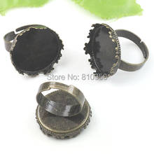 Wholesale 100pcs Brass Ring Settings Antique Bronze 20mm Blank Crown Rings Cameo cabochons Base Accessories Findings 2024 - buy cheap