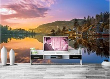 Papel tapiz personalizado con paisaje de montañas, Lago de Noruega, mural de Foto de la izquierda, para sala de estar, TV, sofá, pared, dormitorio, Grandes murales 2024 - compra barato