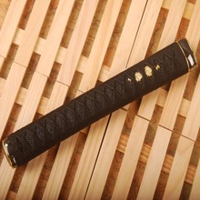 Straight Tsuka with Black Silk Ito & Imitated Black Rayskin & Alloy Fuchi Kashira Fitting for Japanese Sword Katana Handle HS7 2024 - buy cheap