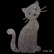 2 uds./lote de diamantes de imitación con diseño de gato, joyería con diseño de diamantes de imitación, diseño de camisa de hierro en cristal 2024 - compra barato