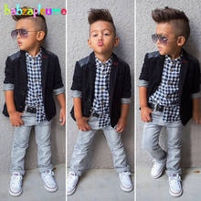 3Piece/2-8Years/Spring Autumn Children Clothing Sets Casual Fashion Plaid Shirt+Jacket+Pants Kids Clothes Baby Boys Suits BC1107 2024 - buy cheap