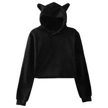 Cat Ear Hoodies Sweatshirt  Black Casual Adult Autumn Soft Sweatshirt 2024 - buy cheap