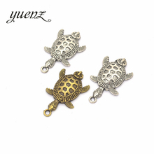 YuenZ-abalorio de tortuga de animal plateado antiguo, 5 uds., 2 colores, bricolaje, mosaico de metal para fabricación de joyas, 37x21mm, D710 2024 - compra barato