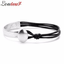 LOULEUR New Fashion Jewelry Wholesale Vintage Multilayer Wrap Charms Leather Bracelet For Men Male Gift Drop Shipping 2024 - buy cheap
