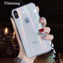 Tfshining роскошный Радужный лазерный чехол для телефона с градиентом для iPhone 11 X XS Pro Max XR 8 7 6 6S Plus SE 2020 прозрачная задняя крышка Fundas 2024 - купить недорого