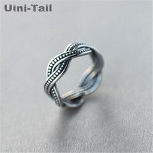 Uini-Tail hot new 925 sterling silver personality creative old retro woven ring intertwined opening trend high quality ED260 2024 - buy cheap