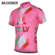 Maxhonor-maillot de ciclismo para hombre, maillot de ciclismo italiano de manga corta con cremallera completa, color rosa, para verano, 1917-2017 2024 - compra barato