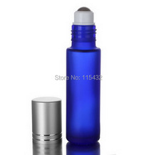 600PCS/LOT Cosmetic refillable Frosted 10ml (1/3oz) cobalt blue glass roll on bottle Essential oils Fragrances with aluminum Cap 2024 - buy cheap
