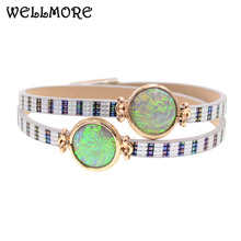 WELLMORE women bracelets 2 Layers check pattern leather bracelets charm bracelets for women jewelry wholesale drop shipping 2024 - buy cheap