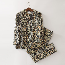 Winter 100% Cotton Wool Lady's Long Sleeve Nightwear Home Suit Printing Pajamas Loungewear Women Pijama Mujer Leopard 2-piece 2024 - buy cheap
