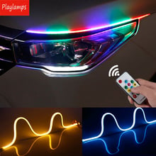 Tira de luces LED DRL para coche, luces de circulación diurna, flexibles, de señal de giro, flujo secuencial, RGB 2024 - compra barato