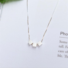 925 Sterling Silver Fashion Jewelry Simple Three Square Geometric Popular Exquisite Clavicle Chain Pendant Necklaces  N14 2024 - buy cheap