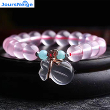 Ice Pink Natural Crystal Bracelets Beads with Natural Pink Crystal Money bag Pendant Bracelet Lucky Girl Single lap Jewelry 2024 - buy cheap