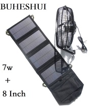 BUHESHUI USB Fan 8Inch Cooling Ventilation Fan Foldable 7W Solar Panel Charger Powered for Outdoor Traveling Fishing Home Office 2024 - buy cheap