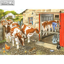 Full Square drill 5D DIY Diamond painting Cows Embroidery Mosaic Cross Stitch Rhinestone decor  HYY 2024 - buy cheap