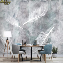 Beibehang-rollo de papel de pared nórdico personalizado, papel de pared de plumas dibujadas a mano, mural de Foto de fondo de TV minimalista, papel tapiz para sala de estar 2024 - compra barato