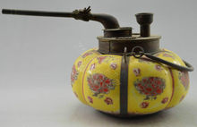 Elaborado estilo chinês antigo colecionável envelhecido artesanal decorado cachimbo de abóbora flor de abóbora 2024 - compre barato