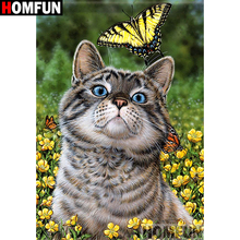 HOMFUN Full Square/Round Drill 5D DIY Diamond Painting "Animal cat" Embroidery Cross Stitch 3D Home Decor Gift A11609 2024 - buy cheap