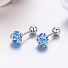 Cute Small Round CZ Square Ball 925 Sterling Silver Screw Stud Earrings For Women Girls Child Kids Jewelry Orecchini Aros Aretes 2024 - buy cheap
