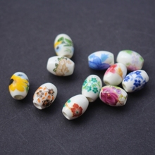 30 peças de miçangas de cerâmica em formato oval, contas de flores 10.4mm * 8mm, cores mistas para joias, pulseira, colar, brinco, artesanato, faça você mesmo 2024 - compre barato