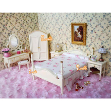 1:12 Wooden Dollhouse Miniature Furniture toy dolls cream simulation bed bedroom sets pretend play toys for kids girls gifts 2024 - buy cheap