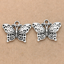 KJjewel Antique Silver Plated Butterfly Charm Pendants Jewelry Diy Jewelry Making Bracelet Accessories 20x25mm 5pcs/lot 2024 - buy cheap