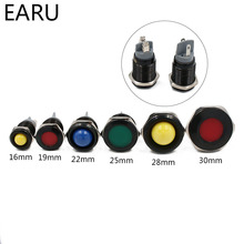 Cabeça Redonda plana Preto Corpo IP67 Metal À Prova D' Água LED de Aviso Luz Indicadora de Sinal Lâmpada Piloto 3 V 5 V 12 V 24 V 110 V 220 V Azul Vermelho