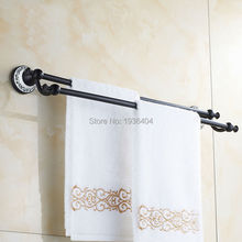 Double Black Bronze Towel Bar Romantic Porcelain Bathroom Towel Rack Wall Mounted Towel Bar TR1017 2024 - buy cheap