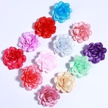 50PCS 3.8CM 1.5" Mini Shiny Solid Fabric Flowers For Headbands Chic Edge Hard Material Satin Hair Flower For Hairpins U Pick 2024 - buy cheap