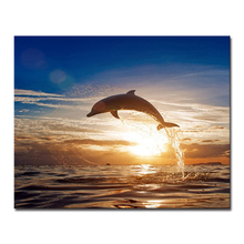 Pintura DIY Por Números Kits de Coloração Do Mar Na Lona Abstract Sunrise Dolphin Veleiro Seascape Oil Pictures Home Decor Wall Art 2024 - compre barato