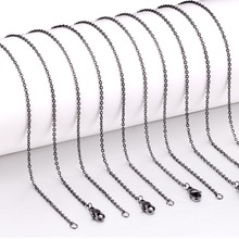 LUXUKISSKIDS-collar de cadenas de acero inoxidable, color oro rosa/Negro, 2MM, alta calidad, venta al por mayor, 10 unids/lote 2024 - compra barato