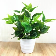 Scindapsus Artificial Flowers Green Leaves Potted Fake Plant Flowers For Wedding Home Office Decorate Flowers Artificial Plants 2024 - buy cheap