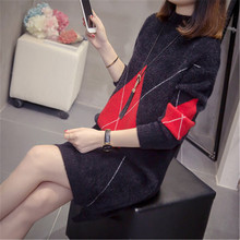 2019 New Autumn Winter Turtleneck sweater Knitted Sweater Women Solid Color Long sweater dress pullover Jumper tops plus size 2024 - buy cheap