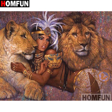 HOMFUN-pintura de diamante 5D DIY "animal Mujer", bordado 3D, regalo de punto de Cruz, decoración del hogar, A02523 2024 - compra barato