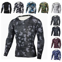 Camiseta esportiva masculina manga comprida, camiseta de secagem rápida para corrida, camuflagem para academia e fitness 2024 - compre barato