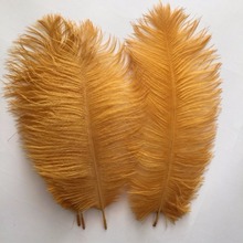 Free shipping 500pcs Gold color ostrich feathers 30-35cm/12-14inches for craft Making ostrich plumes wedding party decorations 2024 - buy cheap