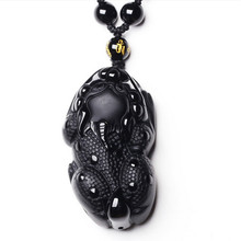 Collar negro con colgante de obsidiana Foo, joyería para hombres, joyería para mujeres, envío directo 2024 - compra barato