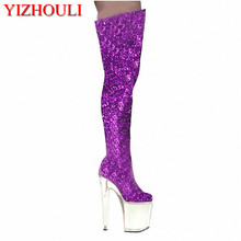 Heavy base hate sky-high model shoes, stage performance high heel knee boots, high quality Dance Shoes 20cm 2024 - buy cheap