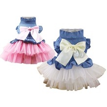 Vestidos vaqueros de encaje para perros pequeños, vestido de fiesta de verano para cachorros, Chihuahua, tutú de princesa Pomerana, Shih Tzu, Yorkshire, ropa para mascotas 2024 - compra barato