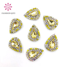 Cadena de colores con diamantes de imitación para costura, accesorios de ropa con forma de diamante amarillo claro, 8x13mm, AB 2024 - compra barato