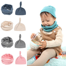 Chapéu para bebê de 100% algodão 2 tamanhos, cachecol fofo de primavera unissex para bebês, meninos e meninas 2024 - compre barato
