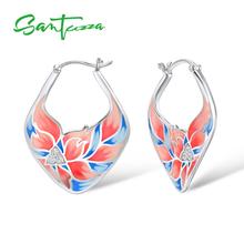SANTUZZA Earrings for Women Colorful Enamel Flower Earrings White Cubic Zirconia Earrings Party Fashion Jewelry HANDMADE 2024 - buy cheap