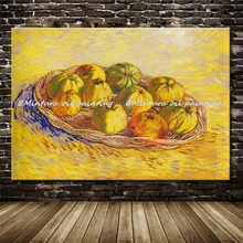 Mintura Handmade Reproduction Vincent Van Gogh Impressionist Still Life Oil Paintings On Canvas Still Life With Basket Of Apples 2024 - buy cheap